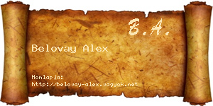Belovay Alex névjegykártya